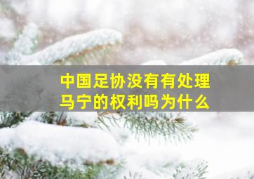 中国足协没有有处理马宁的权利吗为什么