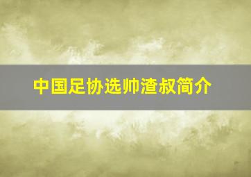 中国足协选帅渣叔简介