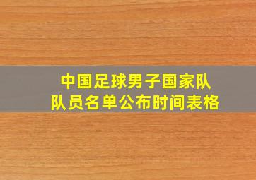 中国足球男子国家队队员名单公布时间表格