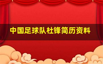 中国足球队杜锋简历资料