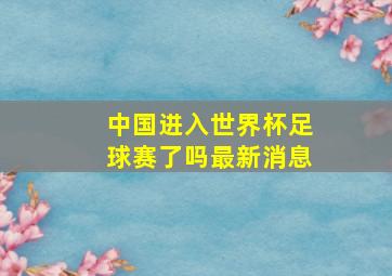 中国进入世界杯足球赛了吗最新消息