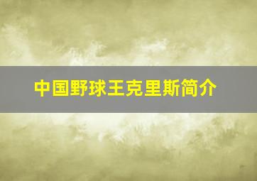 中国野球王克里斯简介