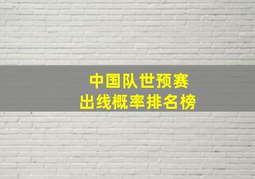 中国队世预赛出线概率排名榜