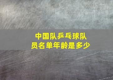 中国队乒乓球队员名单年龄是多少