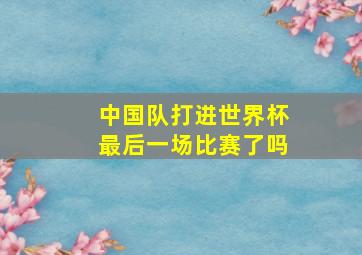 中国队打进世界杯最后一场比赛了吗