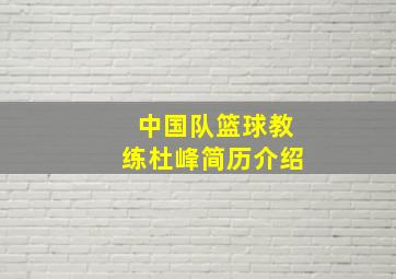 中国队篮球教练杜峰简历介绍