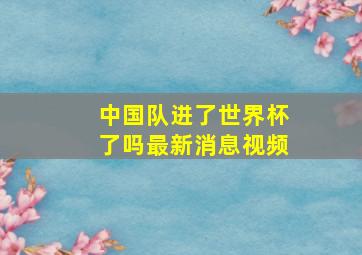 中国队进了世界杯了吗最新消息视频