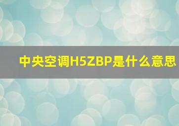 中央空调H5ZBP是什么意思