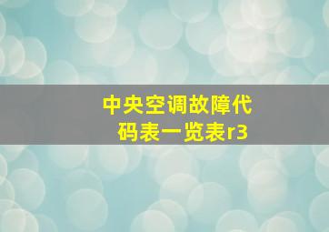 中央空调故障代码表一览表r3