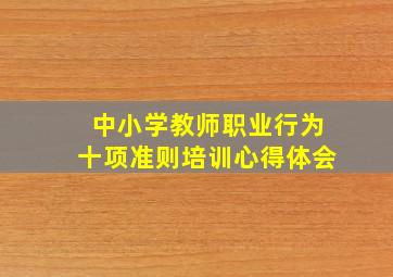 中小学教师职业行为十项准则培训心得体会