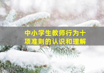 中小学生教师行为十项准则的认识和理解