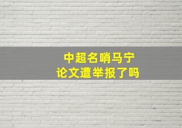 中超名哨马宁论文遭举报了吗