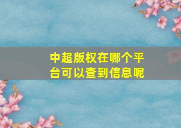 中超版权在哪个平台可以查到信息呢