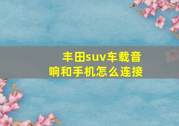 丰田suv车载音响和手机怎么连接