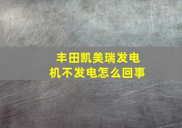 丰田凯美瑞发电机不发电怎么回事