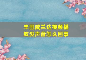 丰田威兰达视频播放没声音怎么回事