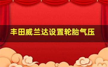 丰田威兰达设置轮胎气压