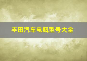 丰田汽车电瓶型号大全