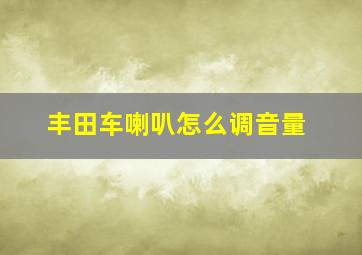 丰田车喇叭怎么调音量