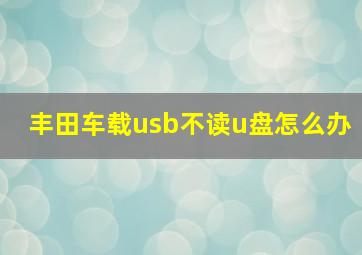 丰田车载usb不读u盘怎么办