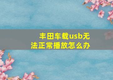 丰田车载usb无法正常播放怎么办