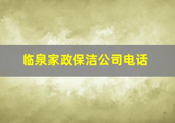 临泉家政保洁公司电话