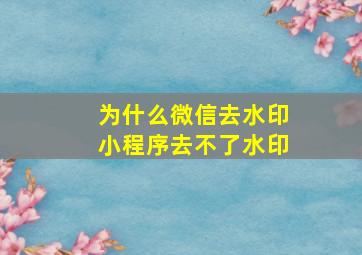 为什么微信去水印小程序去不了水印