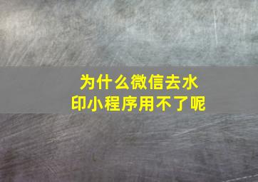 为什么微信去水印小程序用不了呢