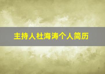 主持人杜海涛个人简历