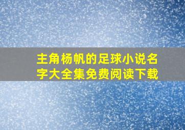 主角杨帆的足球小说名字大全集免费阅读下载