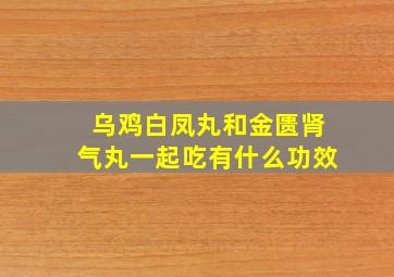 乌鸡白凤丸和金匮肾气丸一起吃有什么功效