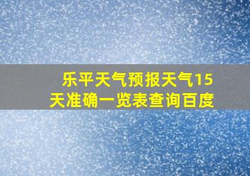 乐平天气预报天气15天准确一览表查询百度