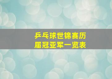 乒乓球世锦赛历届冠亚军一览表