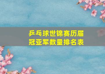 乒乓球世锦赛历届冠亚军数量排名表