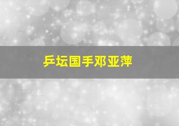 乒坛国手邓亚萍