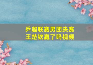 乒超联赛男团决赛王楚钦赢了吗视频