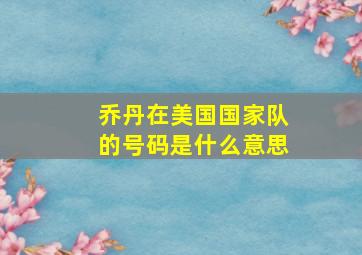 乔丹在美国国家队的号码是什么意思