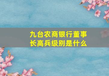 九台农商银行董事长高兵级别是什么