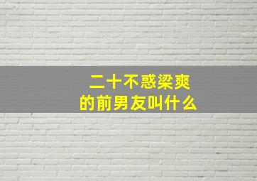 二十不惑梁爽的前男友叫什么