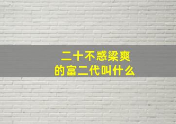 二十不惑梁爽的富二代叫什么