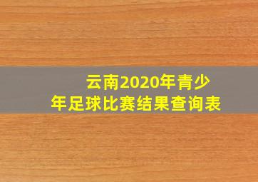 云南2020年青少年足球比赛结果查询表