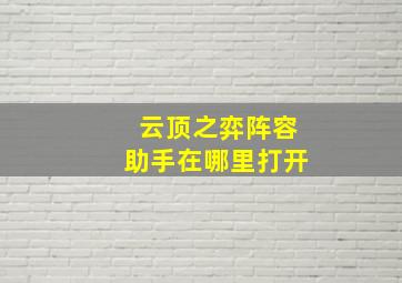 云顶之弈阵容助手在哪里打开