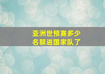 亚洲世预赛多少名额进国家队了