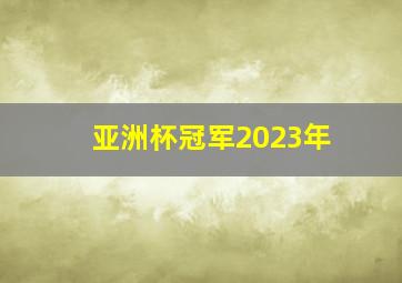 亚洲杯冠军2023年