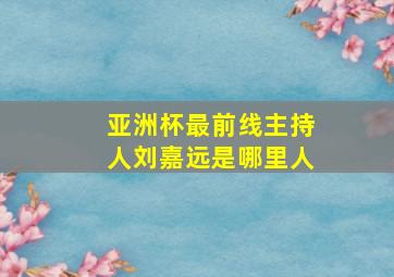 亚洲杯最前线主持人刘嘉远是哪里人