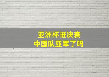 亚洲杯进决赛中国队亚军了吗