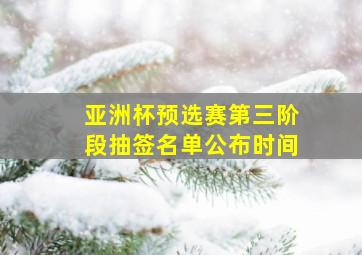 亚洲杯预选赛第三阶段抽签名单公布时间