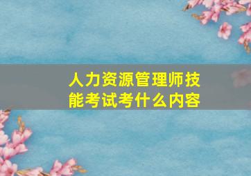 人力资源管理师技能考试考什么内容