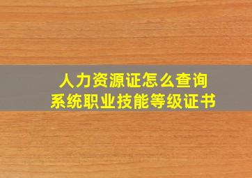 人力资源证怎么查询系统职业技能等级证书