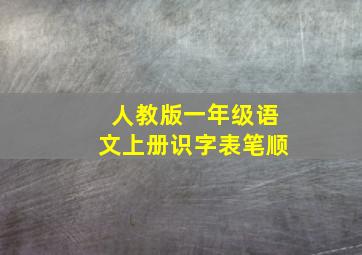 人教版一年级语文上册识字表笔顺